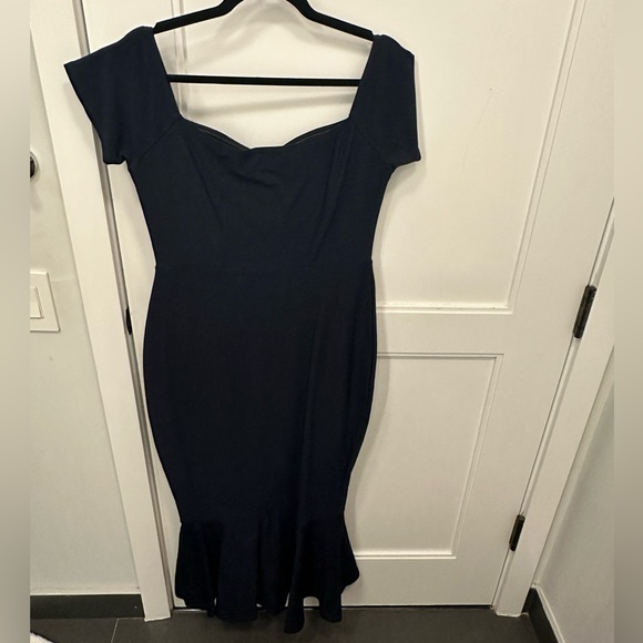 Lulus - Dark Blue - Off the Shoulder - Midi Dress - size L - Picture 4 of 4